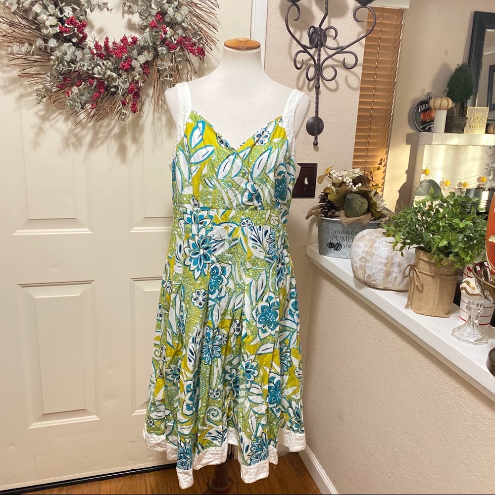 Per Una Floral Spaghetti Straps Lace Hem Dress